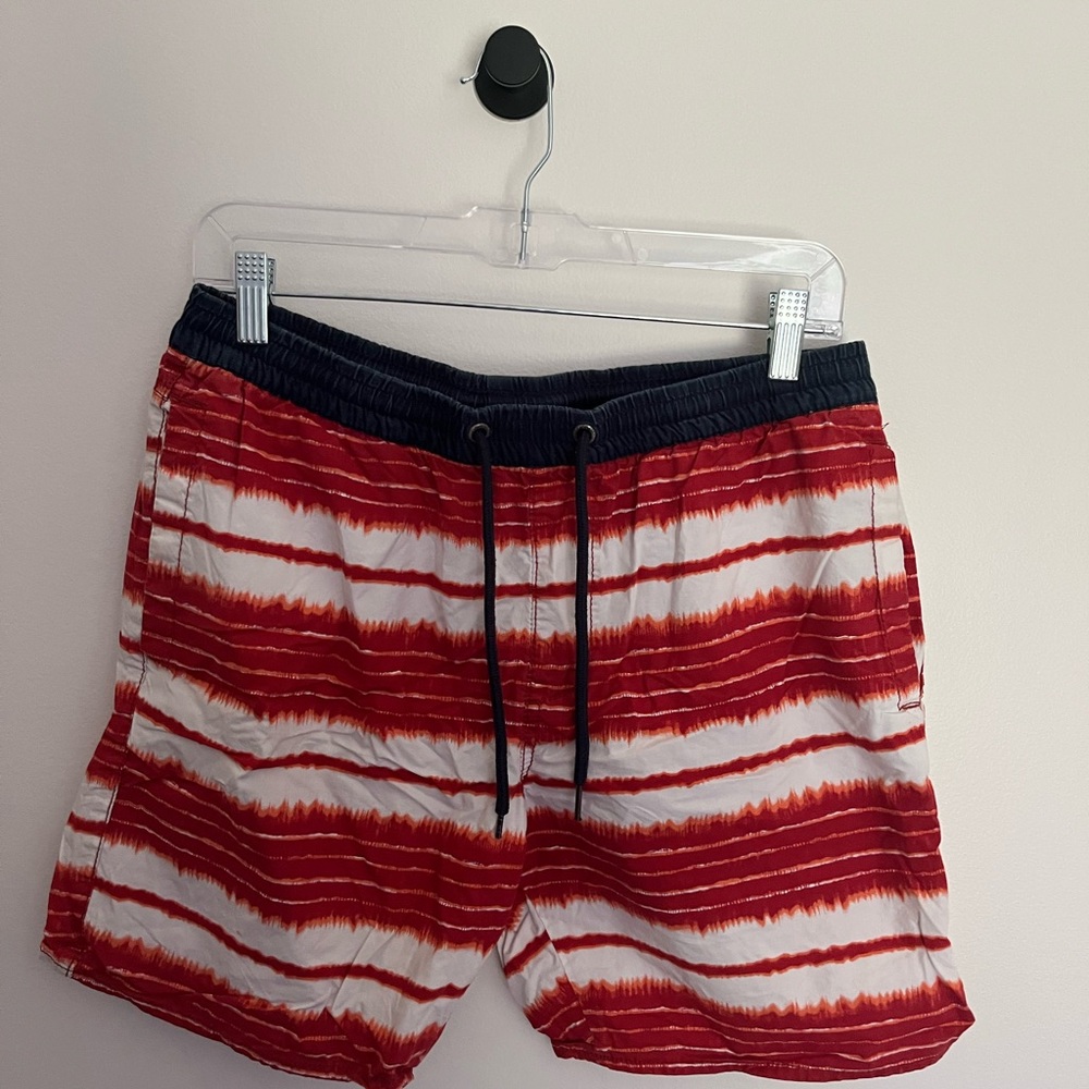 Cotton On Red and White Tie-Dye Swim Trunks